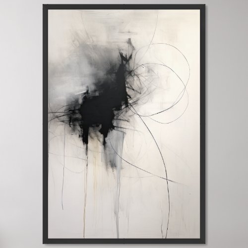 Black  White Minimalist Art  Ephemeral Echoes Framed Art