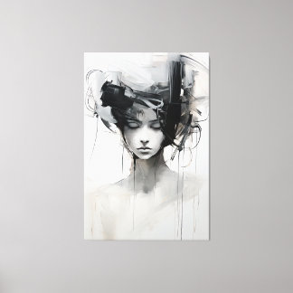 Black & White Minimalist Art | Tranquil Reverie Canvas Print