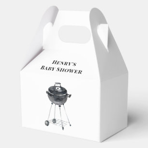 Black White Minimalist BBQ Grill Baby Shower  Favor Boxes