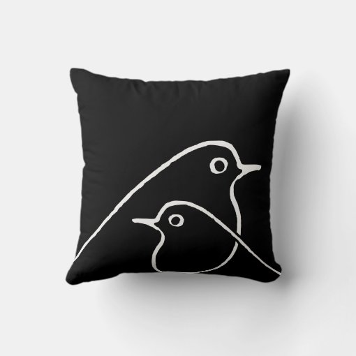 Black & White Minimalist Bird Design Throw Pillow | Zazzle