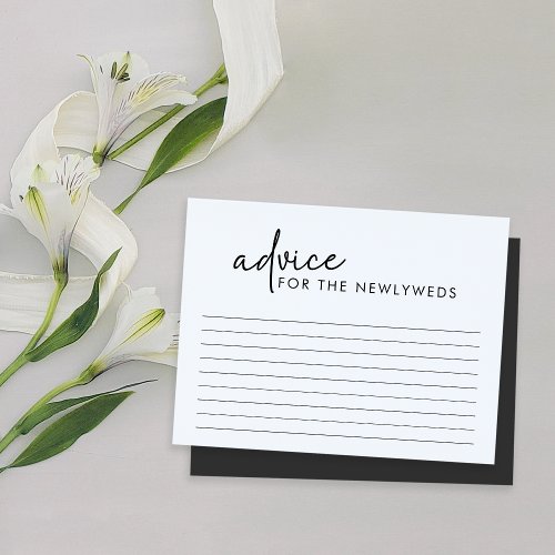Black  White Minimalist Bridal Shower Advice Card