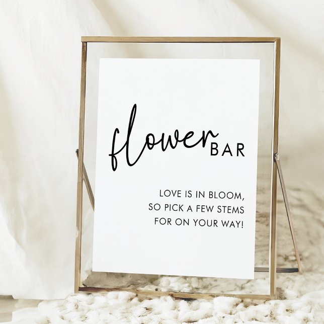 Black & White Minimalist Bridal Shower Flower Bar Poster (Creator Uploaded)
