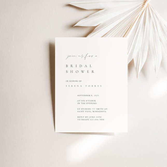 Black & White Minimalist Bridal Shower Invitation (Creator Uploaded)