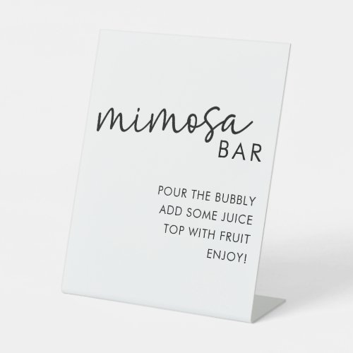 Black  White Minimalist Bridal Shower Mimosa Bar Pedestal Sign