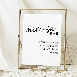Black & White Minimalist Bridal Shower Mimosa Bar Poster