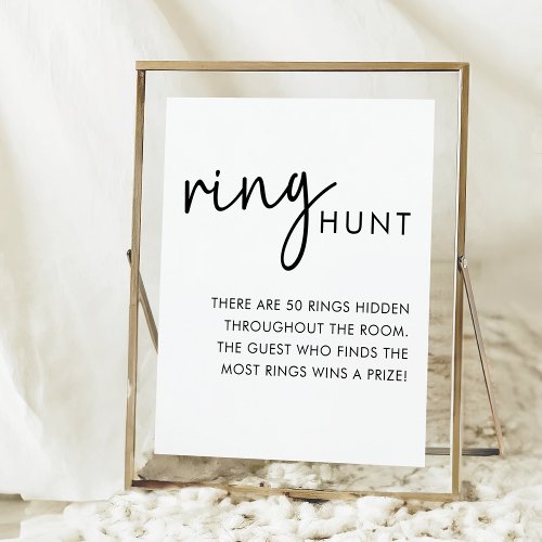 Black  White Minimalist Bridal Shower Ring Hunt Poster