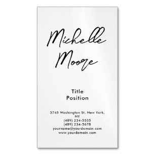 Black & White Minimalist Business Card Magnet