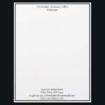 Black White Minimalist Business Professional  Letterhead<br><div class="desc">A simple minimalist black and white business corporate letterhead.  Add your name,  title,  address,  phone,  email and website or any other information that you wish.  There are 6 lines of editable text.</div>