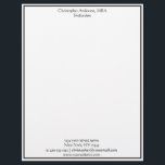 Black White Minimalist Business Professional  Letterhead<br><div class="desc">A simple minimalist black and white business corporate letterhead.  Add your name,  title,  address,  phone,  email and website or any other information that you wish.  There are 6 lines of editable text.</div>
