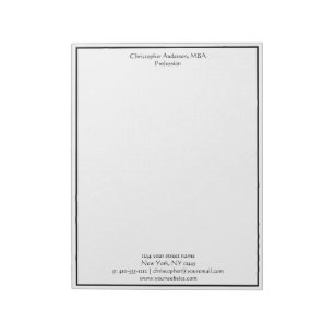 Black White Minimalist Business Professional Notepad