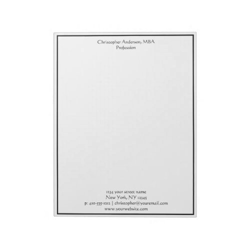 Black White Minimalist Business Professional  Notepad