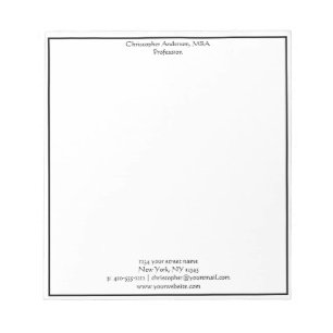Black White Minimalist Business Professional Notepad