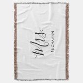 Black White Minimalist Calligraphy Bridal Shower Throw Blanket (Front Vertical)