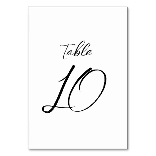 Black White Minimalist Calligraphy Modern wedding  Table Number