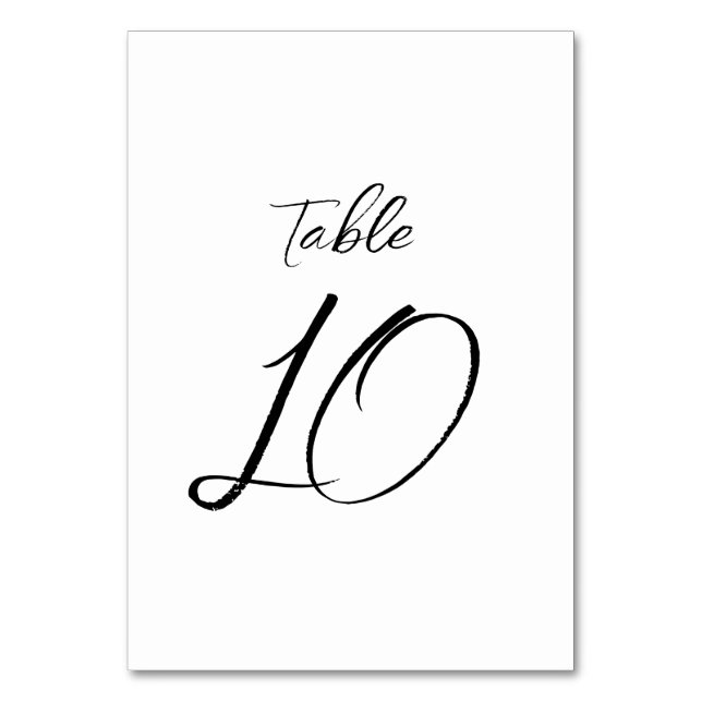 Black White Minimalist Calligraphy Modern wedding  Table Number (Front)