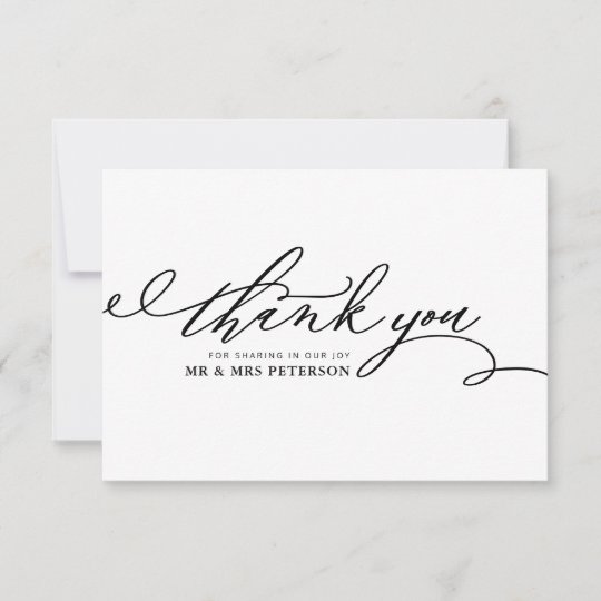 Black White Minimalist Calligraphy Thank You 