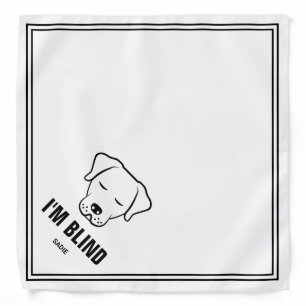 Black & White Minimalist Cartoon Dog Blind Dog Bandana