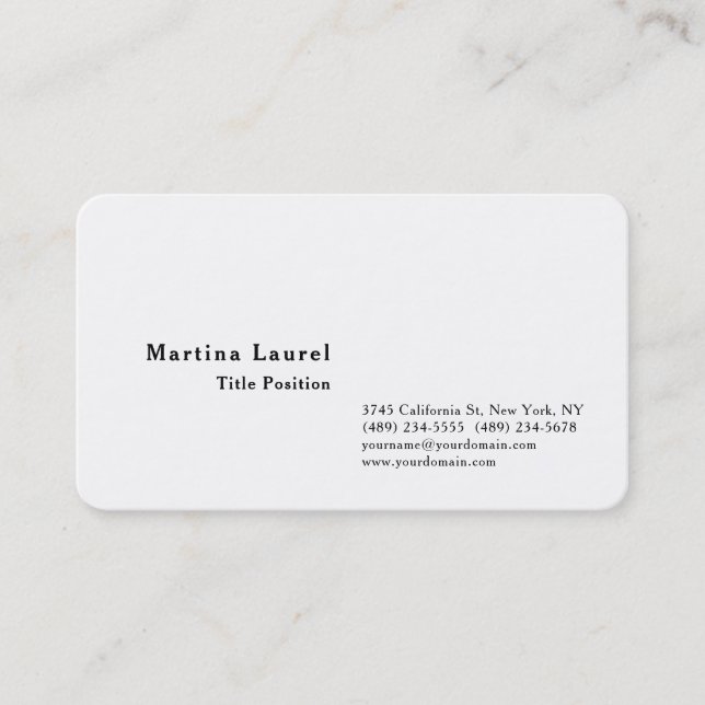 Black & White Minimalist Charming Classical Business Card (Front)