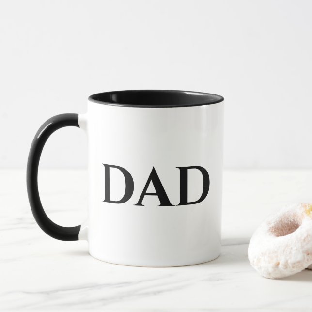 Black & White Minimalist Dad Personalized Mug (With Donut)