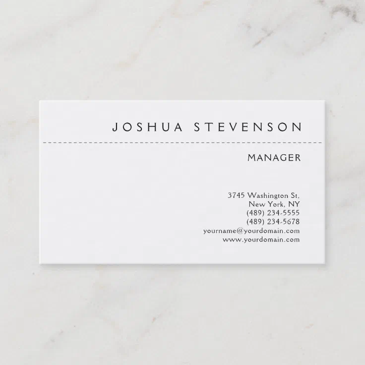 Black & White Minimalist Elegant Plain Modern Business Card | Zazzle