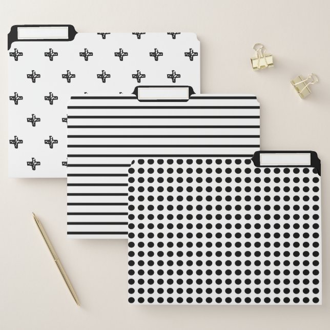 Black &  White Minimalist File Folders Set (Set)