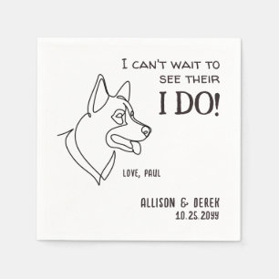 Black White Minimalist Funny Dog Simple Wedding Napkins