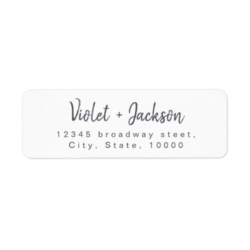 Black white minimalist handwritten script address label