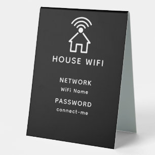 Black & White Minimalist House Wifi Password  Table Tent