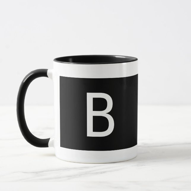 Black White Minimalist Left Hand Initial  Mug (Left)