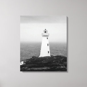 Black White Minimalist Lighthouse Canvas Print