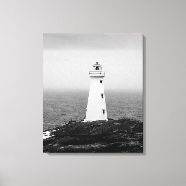 Black White Minimalist Lighthouse Canvas Print (Front)