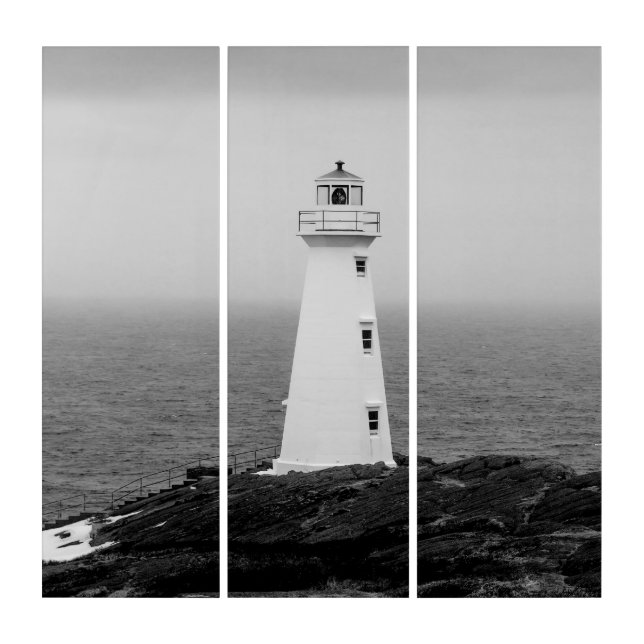 Black White Minimalist Lighthouse Canvas Set  Triptych (Front)