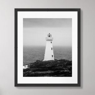 Black White Minimalist Lighthouse Framed Art