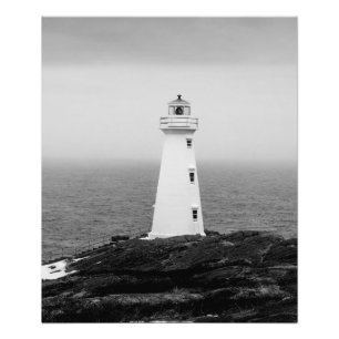 Black White Minimalist Lighthouse Photo Print