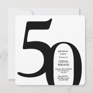 Black & White Minimalist Milestones 50th Birthday Invitation