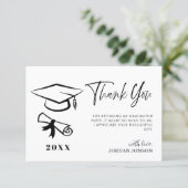 Black White Minimalist Modern Graduation Photo Thank You Card | Zazzle