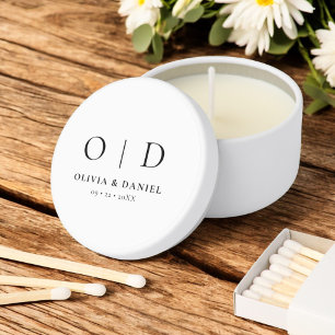 Black White Minimalist Modern Monogram Wedding  Mini Candle Favors