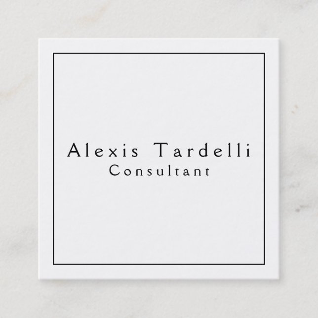 Black & White Minimalist Modern Professional Square Business Card (Front)