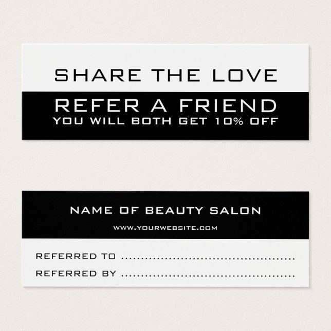 Black white minimalist modern Referral Card (Front & Back)