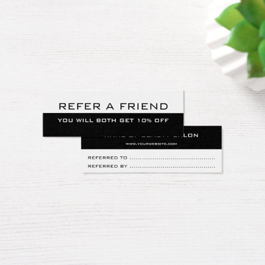 Black white minimalist modern Referral Card (Desk)