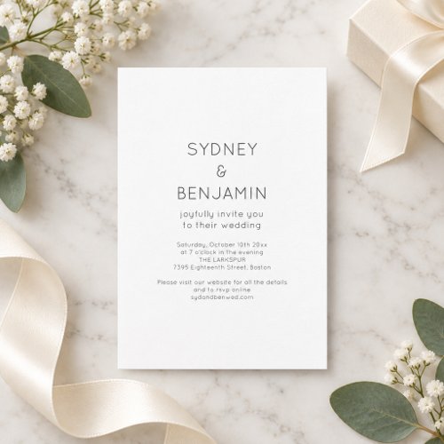 Black White Minimalist Modern Wedding Website RSVP Invitation