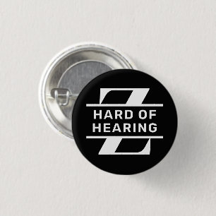 Black White Minimalist Monogram Hard of Hearing Button