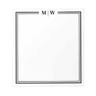 Black White Minimalist Monogram Notepad