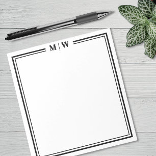 Black White Minimalist Monogram Notepad
