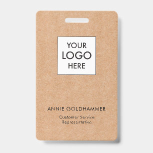 Black & White Minimalist Monogram on Kraft Badge