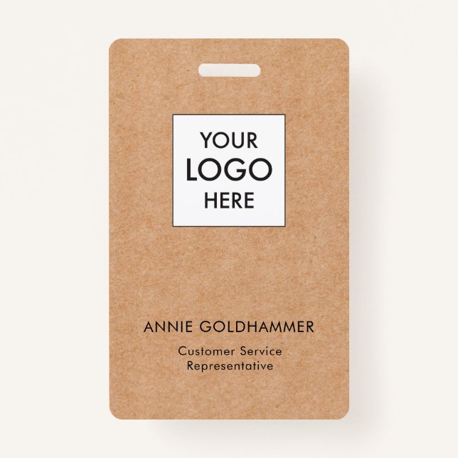 Black & White Minimalist Monogram on Kraft Badge (Front)