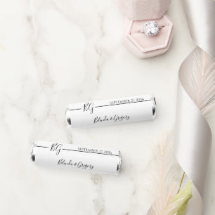 Black & White Minimalist Monogram Wedding Breath Savers® Mints