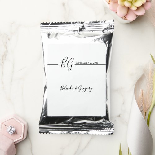 Black  White Minimalist Monogram Wedding Coffee Drink Mix