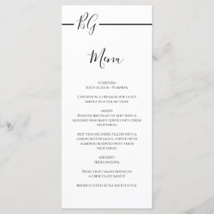 Black & White Minimalist Monogram Wedding Menu