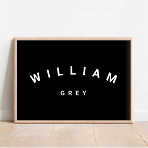 Black/White Minimalist Name Nursery Decor Poster